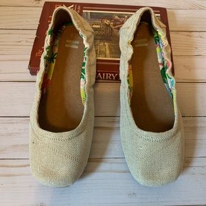 Toms Kids 6Y Metallic Linen Ballet Flat EUC